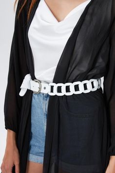 Amalia belt features our signature chain with a minimal buckle. It is handmade from intricately woven strips of leather and designed to upgrade almost any outfit. Loop this statement piece through your waist for a sophisticated style. Perfectly matches with dresses, skirts and kimonos.Please advise our size guide for a perfect fit or enter the measurement of your waist to the personalization box. • Leather comes in black, brown and white• Buckle (nickel free) comes in antique silver and bronze• Leather Belt Women, Wide Belts, Belt Women, Woven Belt, White Belt, Suspender Belt, Wide Belt, Low Waisted, Women Leather