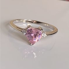 New Sterling Silver Heart Ring Size 6. Stamped 925 Sterling Silver On Band. Gift Box Included. Cheap Promise Rings, Opal Heart Ring, Dream Rings, Silver Promise Rings, Heart Promise Rings, Silver Heart Ring, Heart Shaped Rings, 6 Rings, Pink Topaz