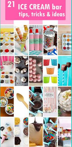 collage of ice cream bar tips, tricks and ideas