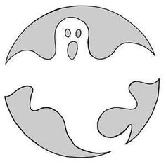 a black and white image of a ghost in the middle of a circle with two eyes