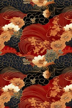 This "Black, red and gold seamless lacquerware pattern - Japanese urushi design pattern" design is inspired by the Japanese "Shikki" patterns, the traditional lacquerware. 🇯🇵🍶🏯 Get my art printed on awesome products. 👕🎒🧣 Support me at Redbubble #RBandME: https://www.redbubble.com/shop/ap/154309951?asc=u Asian Design Pattern, Chinese Pattern Design, Pattern Journal, Japanese Art Prints, Textile Prints Design, Traditional Japanese Art, Cover Art Design, Japanese Tattoo Art, Pop Art Wallpaper