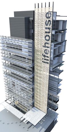 an architectural rendering of a building with the word costa rica on it's side