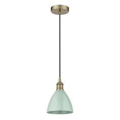 an antique brass and glass pendant light