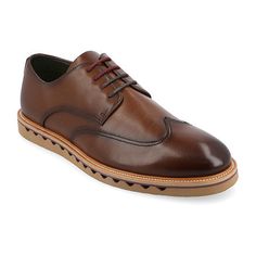 Introducing the Evander Derby shoe from Vance Co., a seamless fusion of style and comfort with its 1-inch heel, lace-up closure, and classic wingtip toe design. Crafted from faux leather this style offers a fashionable choice for various occasions. The mesh lining, 6 mm tru comfort foam footbed, and rubber outer sole ensure breathability, comfort, and support, making the Evander a versatile and conscious addition to your footwear collection.Features: ComfortClosure Type: Lace-UpFootwear Technolo Wingtip Oxford Loafers With Stitched Sole, Wingtip Oxford Lace-up Shoes With Textured Sole, Lace-up Oxfords With Perforated Toe Box For Semi-formal Occasions, Semi-formal Lace-up Oxfords With Perforated Toe Box, Semi-formal Lace-up Shoes With Perforated Toe, Casual Semi-formal Wingtip Leather Shoes, Casual Low-top Dress Shoes For Semi-formal Events, Wingtip Oxfords With Stitched Sole For Business Casual, Formal Low-top Oxfords With Textured Sole