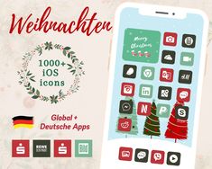 the christmas icons are displayed on an iphone's screen, and it is also available for