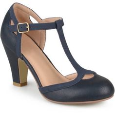 Brinley Co. Womens Cut Out Round Toe T-strap Two-tone Matte Mary Jane Pumps, Women's, Size: 6, Blue Look Office, Womens Mary Janes, T Strap Heels, Round Toe Pumps, Mary Jane Pumps, Mary Jane Heels, Strap Pumps, Shoes Heels Pumps, Journee Collection