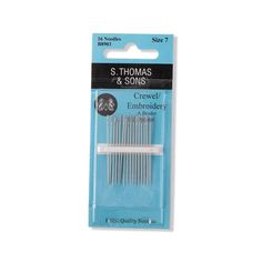 the st thomas & sons needle embroidery needles are packaged in a package for $ 7