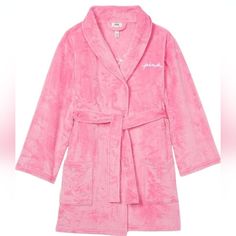 Fabric Type 100% Polyester Care Instructions Air Dry Only Origin Plush Robe Easy Fit Belted Robe, Hanging Loop 34.5" Body Length Patch Pockets, Partially Made From Recycled Materials Pink Fluffy Robe, Fuzzy Robe, Vs Pink Hoodie, Belted Robe, Pink Socks, Matching Leggings, Pink Sports Bra, Everything Pink, Food Snapchat