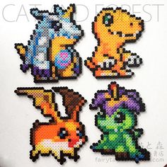 four pixellated images of different animals on a piece of paper with the words cafe d forest