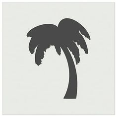 the silhouette of a palm tree is shown in this black and white photo, with light gray background