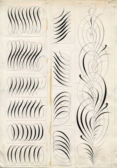 an old book with black and white designs on it's pages, including wavy lines