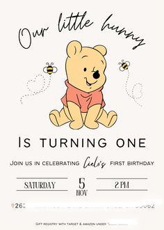 a winnie the pooh birthday party card