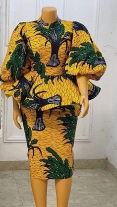 This beautifully made African print outfit will make you look stunning and standout in that your forthcoming occasion. THIS IS A HANDMADE PRODUCT. SO WE WELCOME CUSTOMIZATION. YOU CAN LET US KNOW WHAT YOU WANT TO BE ADDED OR REMOVED FROM THE ORIGINAL STYLE AND EVEN CHOOSE YOUR OWN FABRIC. ABOUT SIZING: *  Comes in different sizes.  * For more perfect fit, please use the measurement guide/sample to measure and send us the following: @Bust @Waist @Hip  @Skirt and top length  Kindly let us know how Traditional Fitted Yellow Skirt, Yellow Fitted Traditional Skirt, Latest Ankara Skirt And Blouse Styles, Ankara Skirt And Blouse Styles, African Skirt, Ankara Skirt And Blouse, Ankara Dress Styles, African Skirts, Short African Dresses