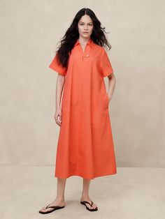 Tab Poplin Midi Dress | Banana Republic Factory Poplin Dress Outfit, Spain Outfit, Essential Dress, Poplin Dress, Banana Republic Factory, Color Analysis, Dress Design, Modest Dresses, Cotton Poplin