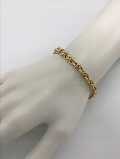 "14K Yellow Gold Oval Link Rolo Bracelet, 7.50\" Inch, 6.2mm Thick, Yellow Gold Bracelet, Real Gold Bracelet, 14K Oval Bracelet,Women Bracelet High quality, elegant and shiny Oval Link Bracelet. Crafted from guaranteed 100% 14K Gold. Width: 8.5 MM Length: 7.50\" Weight : 5.80 Gram Closure: Lobster Claw Metal: 14K Yellow Gold Hollow Gold Bracelet SHIPPED FROM NEW YORK CITY FREE SHIPPING on all orders 30 Day Return Hassle Free Weight is approximate and may not be always exactly as stated At GoldMa Gold Oval Tennis Bracelet With Jubilee Design, Formal Oval Gold Bracelet With Cable Chain, Elegant Oval Bracelet With Rolo Chain, Elegant Oval Bracelets With Rolo Chain, Elegant Oval Rolo Chain Bracelet, Classic Oval Cable Chain Bracelets, Yellow Gold Oval Link Tennis Bracelet, Classic Hallmarked Oval Link Chain Bracelet, Formal Oval Jewelry With Rolo Chain