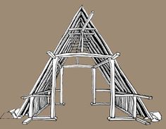 a drawing of a wooden structure