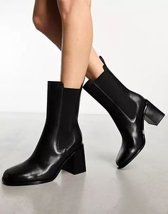 & Other Stories soft square heeled ankle boots in black | ASOS Modern Black Chelsea Boots With Block Heel, Black Block Heel Chelsea Boots For Work, Black Chelsea Boots With Block Heel For Work, Trendy Chelsea Boots With Block Heel For Work, Workwear Chelsea Boots With Block Heel, Black Chelsea Boots With Stacked Heel And Square Toe, Square Toe Chelsea Boots For Workwear, Black Block Heel Boots For Work, Square Toe Chelsea Boots With Reinforced Heel For Work