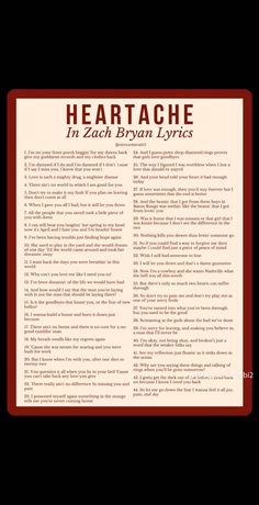 the back cover of heartache in zach brown lyries's album