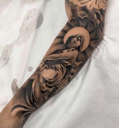 Religious Tattoo Sleeves, Memorial Tattoo Ideas, Wolf Tattoo Sleeve, Simple Tattoos For Guys, Mark Tattoo, Armband Tattoo Design, Forarm Tattoos, Religious Tattoo, Angel Tattoo Designs