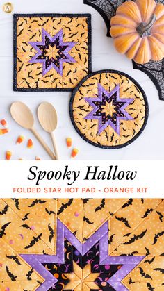 the spooky halloween star hot pad - orange kit is on display with other items