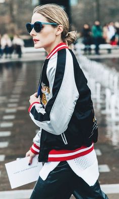 Olivia Palermo in bomber jacket Estilo Olivia Palermo, Street Style 2016, London Street Style, Style Challenge, Outfit Women, 2016 Fashion, Who What Wear