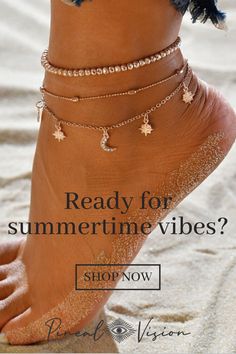 Ready for summertime vibes? This enchanting star moon anklet set is perfect for you if you're all about those celestial vibes! This is a two piece anklet set, one anklet has two chains so you get a three anklet look!   - Gold Colored Zinc Alloy - CZ Crystals and Beads - The charm anklet is 8.6" length - The chain anklet is 8.2" length - The beaded anklet is 8" circumference - Lobster claw clasp Trendy Silver Anklets For Festival, Summer Gold Jewelry With Star Charm, Trendy Star Charm Jewelry For Summer, Trendy Summer Jewelry With Star Charm, Trendy Anklets For Vacation In Summer, Trendy Anklets For Summer Vacation, Trendy Adjustable Anklets For Summer, Trendy Silver Anklets For Summer, Trendy Summer Festival Anklets