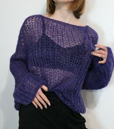 knitted sweater ,sweater purple, merino sweater, handknit sweater, soft pullover #HandKnitted #Pullover Purple Knitted Sweater, Purple Knitted Long Sleeve Sweater, Purple Knitted Sweater For Fall, Purple Knit Winter Sweater, Purple Knit Sweater For Winter, Winter Purple Knit Sweater, Mohair Long Sleeve Sweater For Fall, Purple Knit Long Sleeve Top, Purple Long Sleeve Knit Top