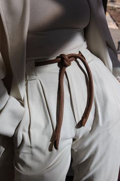 Are Studio Knot Belt / Available in Saddle – NA NIN Shoelace Belt, Natalie Borton, Knot Belt, Simple Belt, Pretty Accessories, Rope Belt, Knit Outerwear, Line Shopping, Leather Outfit