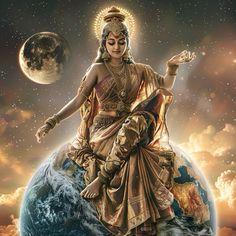 Bhudevi | Bhumi Lakshmi | Mata Prithvi | Mother Goddess of the Earth Lakshmi Mata, Mother Earth Art, Devi Images Hd, Ancient Indian Art, Buddhist Art Drawing, Mother India, God Artwork, Happy Navratri Images