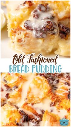 an image of bread pudding with icing on it