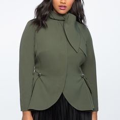 Reposhing This Item I Purchased From @Pearl_hanger. Loved It, But Ready To Rotate For Something New. Questions? Leave A Comment Below! Purchased But Never Worn! Plus Size Hippie, Peplum Blazer, Army Green Color, Plus Size Boutique, Plus Size Outerwear, Plus Size Coats, Ashley Stewart, Plus Size Womens Clothing, Work Clothes