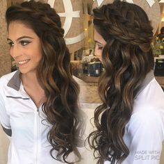 Down style summer spring wedding boho braids big braids down wedding style curls half up prom style prom 2016 curls done by IG hairbynickyz Down Hairstyles For Long Hair, Big Braids, Curl Styles, Wedding Hairstyles Half Up Half Down, Wonderland Wedding, Homecoming Hairstyles, Half Up Half Down