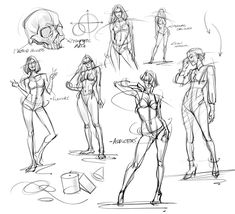 some sketches of different poses and body shapes