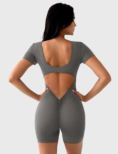 The Lizvette Romper is a stylish, functional choice for fitness lovers. Made from soft double-sided fleece, it features a U-shaped neckline and open back for elegance. The scrunch butt V-back detail enhances your curves, making it ideal for yoga, Pilates, and workouts!   Feature     U-shaped wide neckline and open back  Deep V and scrunch butt  Removable cup pads  Anti-squat, compression  Double-sided fleece fabric  4.5-inch inseam     Fabric    75% Nylon + 25% Spandex    Model Measurements    M Solid Color Fitted T-back Activewear, High Stretch T-back Athleisure Activewear, Fitted T-back Activewear For Yoga, Stretch T-back Sportswear Activewear, Scoop Neck Stretch Activewear For Workout, Stretch Athleisure Activewear T-back, Fitted T-back Sportswear Activewear, High Stretch Scoop Neck Gym Activewear, High Stretch Scoop Neck Activewear For Gym