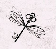 a black and white drawing of a dragonfly with the letter e on it's back