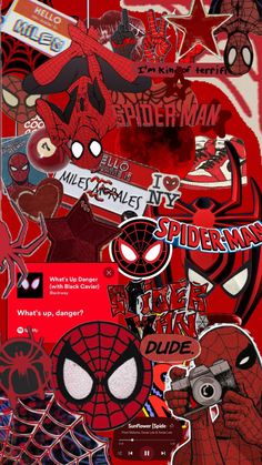 spiderman stickers are all over the place