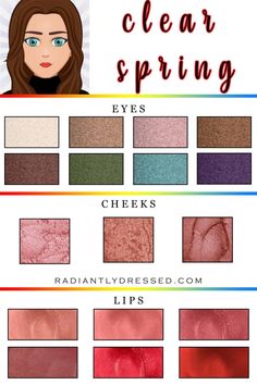 Clear Spring Color Palette, Color Palette Capsule Wardrobe, Warm Spring Makeup, True Spring Makeup, Spring Skin Tone, Clear Spring Palette, Warm Spring Palette, Radiantly Dressed, Warm Spring Color Palette