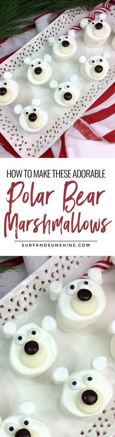 how to make these adorable polar bear marshmallows for christmas or any holiday celebration