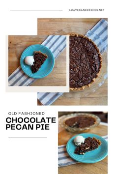 chocolate pecan pie with whipped cream on top