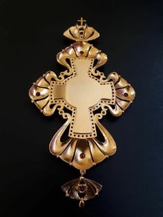 "Production time 2-3 weeks. Lik - hand painted on metal. Dimensions: W x H : 15 cm x 7.7 cm / 5.91\" x 2.76\". It is possible to change the color of stones, enamel, make a cross in silver. Made in Ukraine. We are the manufacturer of this item. We are located in Ukraine, the city of Kharkov. Each product is made from high quality materials. Each cross is processed by hands, decorated with the finest carvings. 100% quality We use high-quality materials, combine machine and manual labor to create u Antique Ceremonial Cross Jewelry, Antique Cross Jewelry For Ceremonial Occasions, Antique Bronze Crucifix Jewelry, Victorian Gold Crucifix Jewelry, Spiritual Eyes, Pectoral Cross, 25 Year Anniversary, Orthodox Cross, Crucifixion Of Jesus