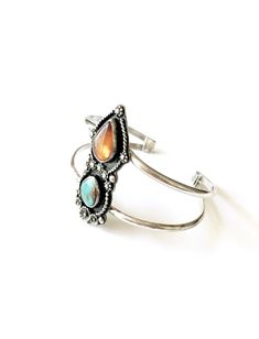 Sterling Silver Turquoise and Baltic Amber Cuff - One of a kind Silver Southwestern Cuff Bracelet With Natural Stones, Southwestern Adjustable Multi-stone Cuff Bracelet, Unique Adjustable Multi-stone Cuff Bracelet, Fusion Style Cuff Bracelet With Natural Stones, Fusion Style Gemstone Cuff Bracelet, Artisan Silver Multi-stone Cuff Bracelet, Silver Artisan Multi-stone Cuff Bracelet, Adjustable Fusion Cuff Bracelet With Gemstone, Adjustable Gemstone Cuff Bracelet In Fusion Style