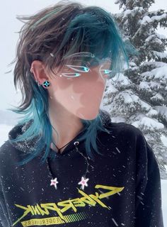 Dyed Fluffy Hair, Haircut Inspo Men, Emo Hair Dye, Jelly Fish Hair Cuts, Hair Dye Ideas For Short Hair, Blue Hair Short, Snow Hair, Haircut Idea, Short Blue Hair