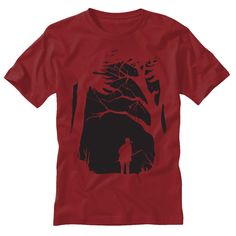 "Ellie in the Woods - For the Last of Us fans - This supersoft comfy tee shirt will be an instant favorite. Double needle stitched, with a flattering fit.  Super soft, 100% combed cotton.  Seamless double-needle 3/4\" collar Taped neck and shoulders. Rolled forward shoulder. Double-needle sleeve and bottom hem. Tubular fit for minimal torque." Casual Red Hand-dyed T-shirt, Red Short Sleeve T-shirt For Outdoors, The Woods, The Last, Red Tee, Last Of Us, Comfy Tees, In The Woods, Combed Cotton