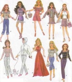 an image of a sewing pattern for barbie doll clothes