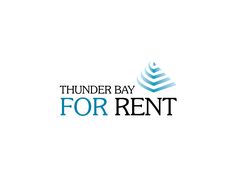 the thunder bay for rent logo is shown in black and blue on a white background