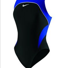 Nwt Nike One-Piece Swimsuit In Size 6. The Swimsuit Has An Open Back Design And Is Black, Blue And White. Nike One Piece Swimsuit, Nike Swimsuit, Nike Swim, Back Design, Womens Swim, One Piece Swimsuit, Black Blue, Open Back, Nike Women