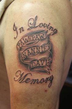 a woman with a tattoo on her arm that says, i'm loving ramsay and annie davis memory