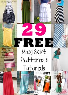 there are many different skirts and dresses on this page with the words 29 free sewing patterns