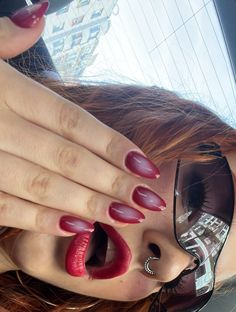 Chrome Nails Inspiration, Red Nails Aesthetic Design, Almond Baddie Nails, Ora Nails, Nails Today, Smink Inspiration, Makijaż Smokey Eye