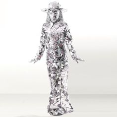 Mirror costume - mirror clothing long sparkly dress - by ETERESHOP Man Mermaid, Long Sparkly Dresses, Mirror Dance, Mirror Jacket, Mirrored Costume, Mirror Clothes, Mirror Man, Performance Stage, Mirror Shapes